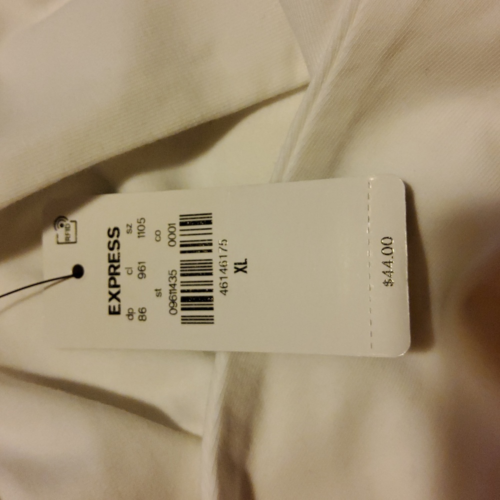 Express Body Contour Bodysuit Womens XL White Long Sleeve Scoop Neck Thong Cut - Picture 6 of 6